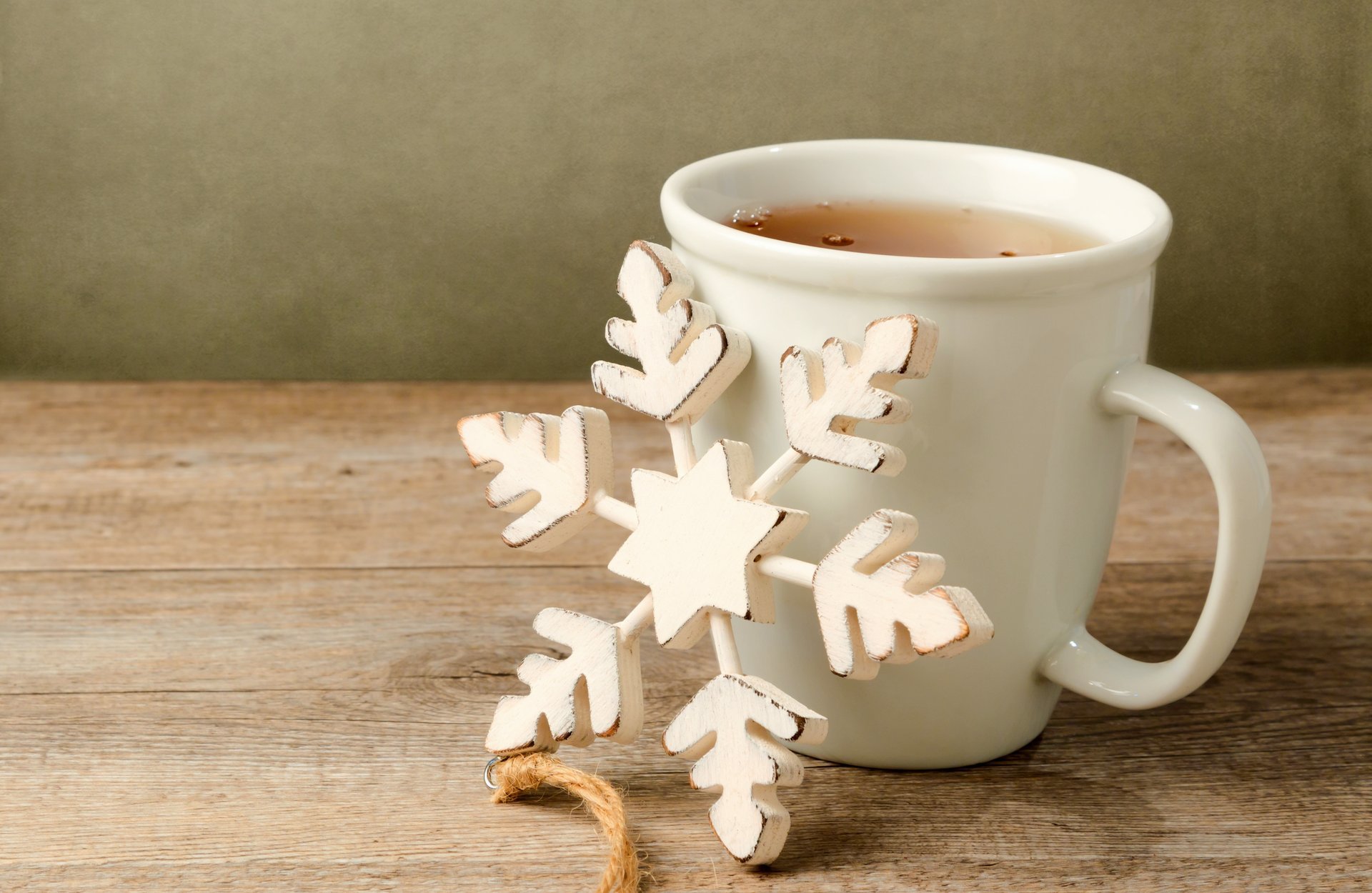 thé tasse blanc flocon de neige en bois jouet paysage vacances table