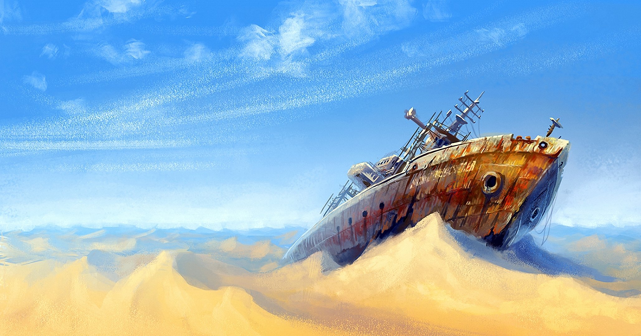 art desert sand ship cloud