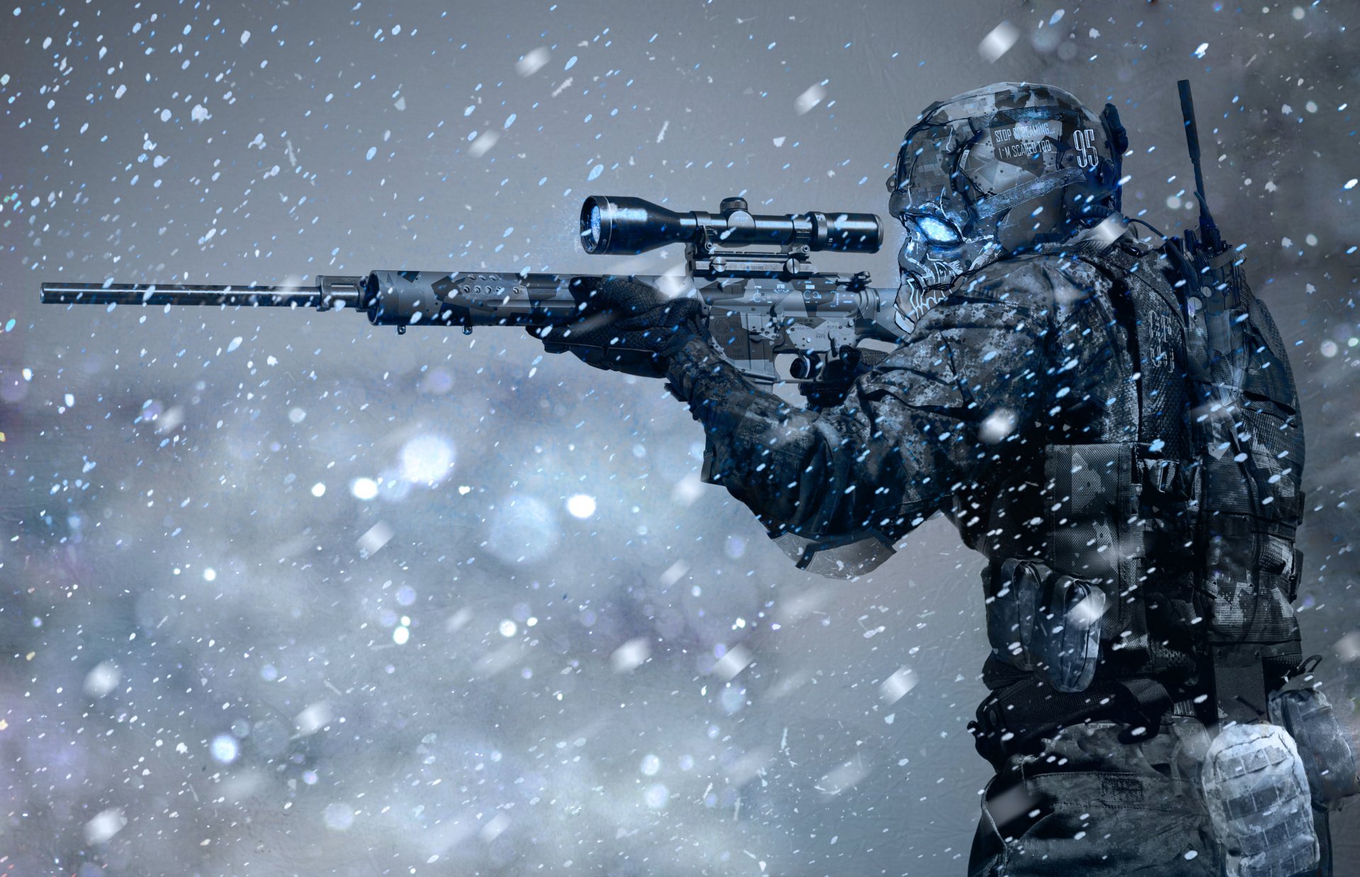 francotirador tormenta nieve rifle arma ártico