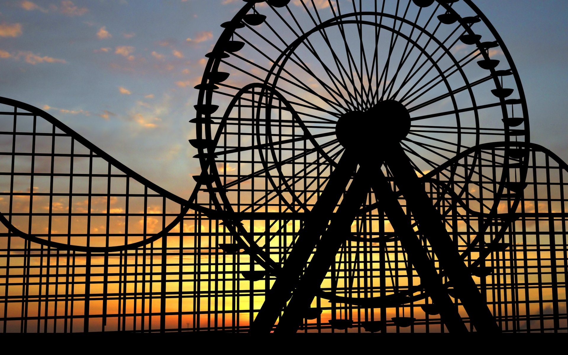 mood ruota panoramica infanzia nostalgia attrazione tramonto sfondo carta da parati widescreen schermo intero widescreen