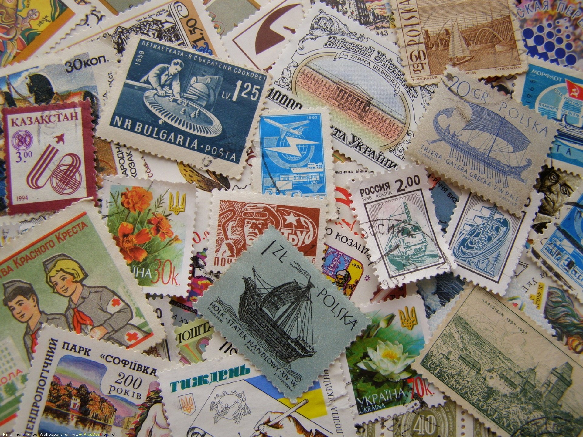 brand paper kazakstan ukraine poland soviet union bulgaria czechoslovakia post office stamp