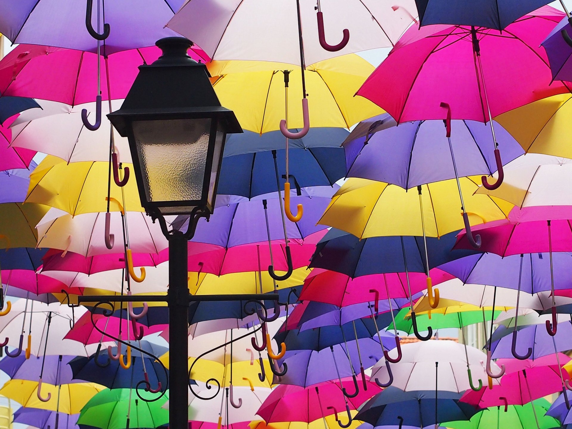 umbrellas lanterns colors lamp