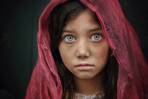 Portrait of a girl with green eyes