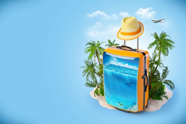 Travel suitcase, bright print, rich colors