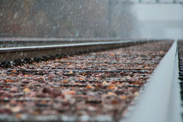 Cae nieve en el ferrocarril