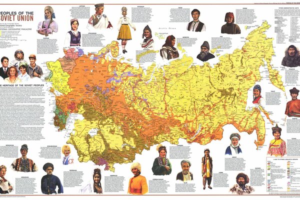 Mapa de Rusia con los pueblos que viven en el territorio