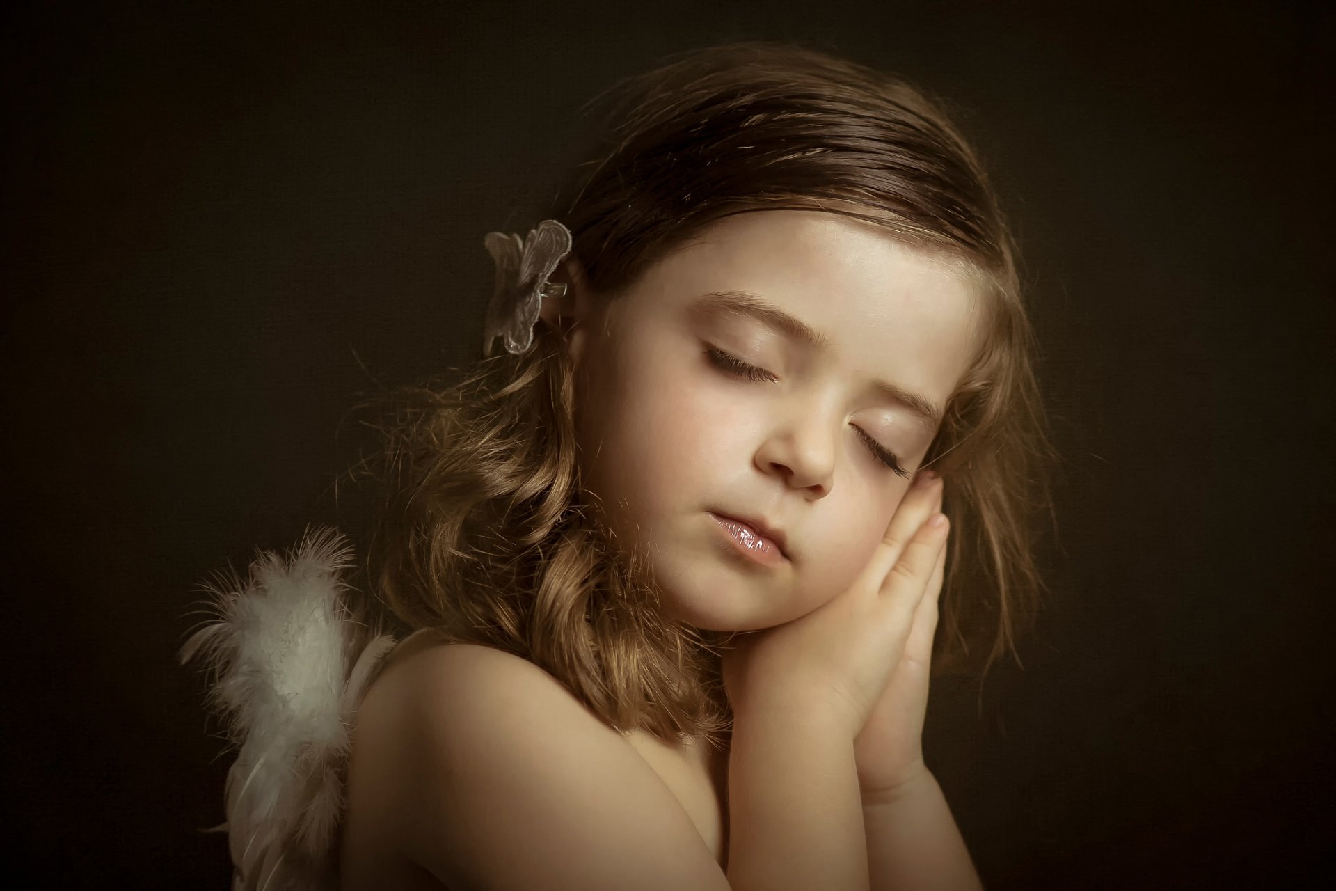 little angels girl portrait sleeping