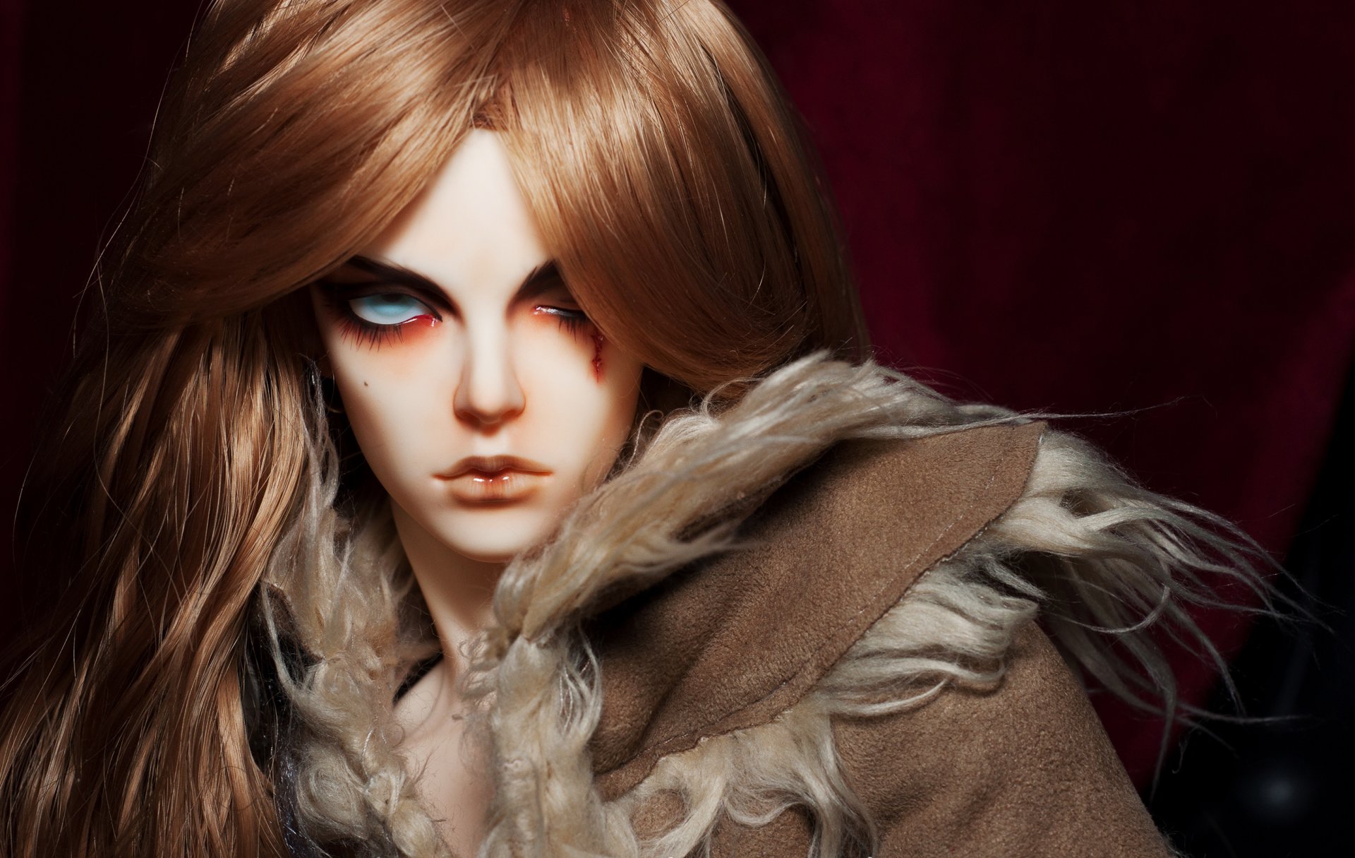 bjd doll guy long hair scar