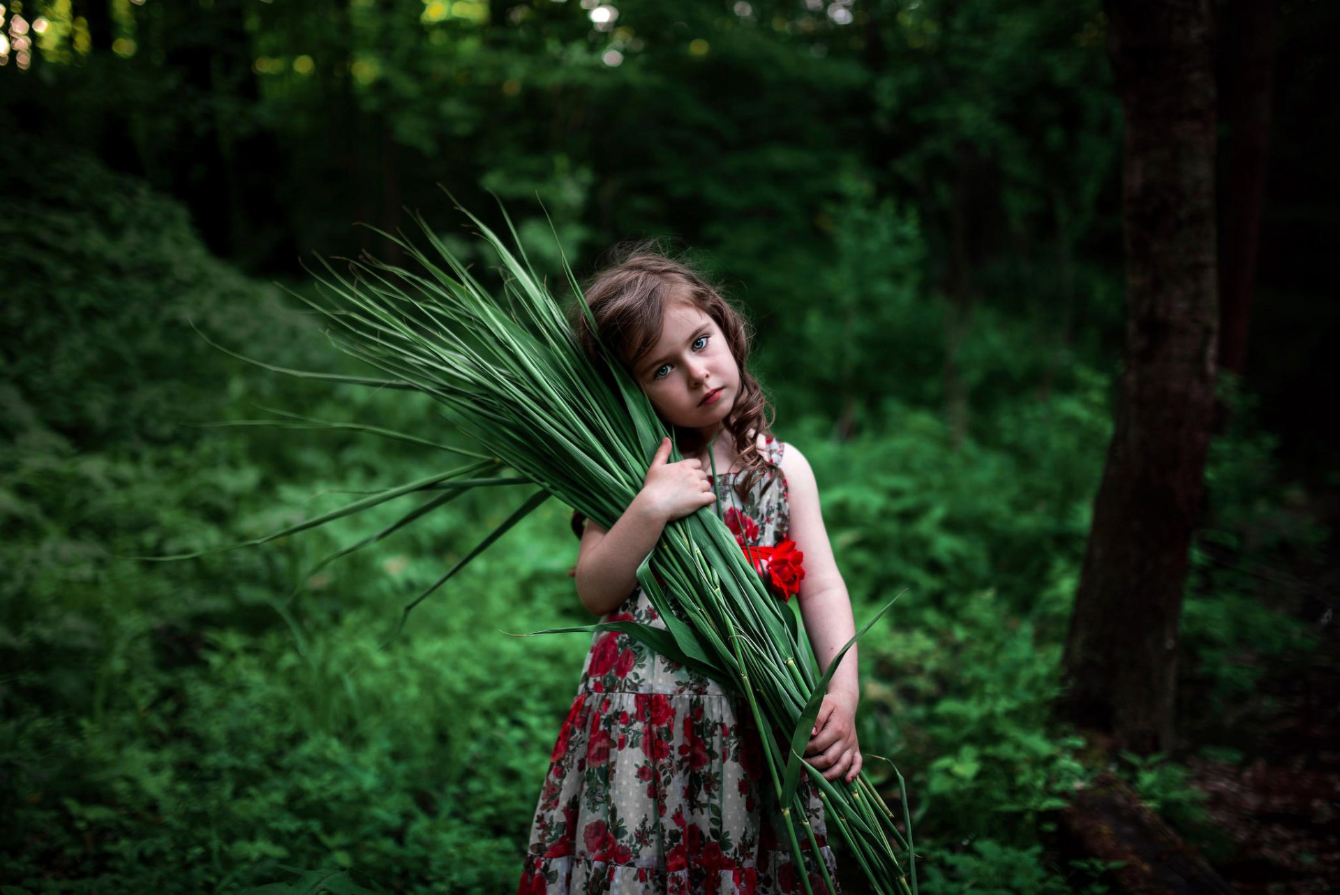 fille robe forêt nature