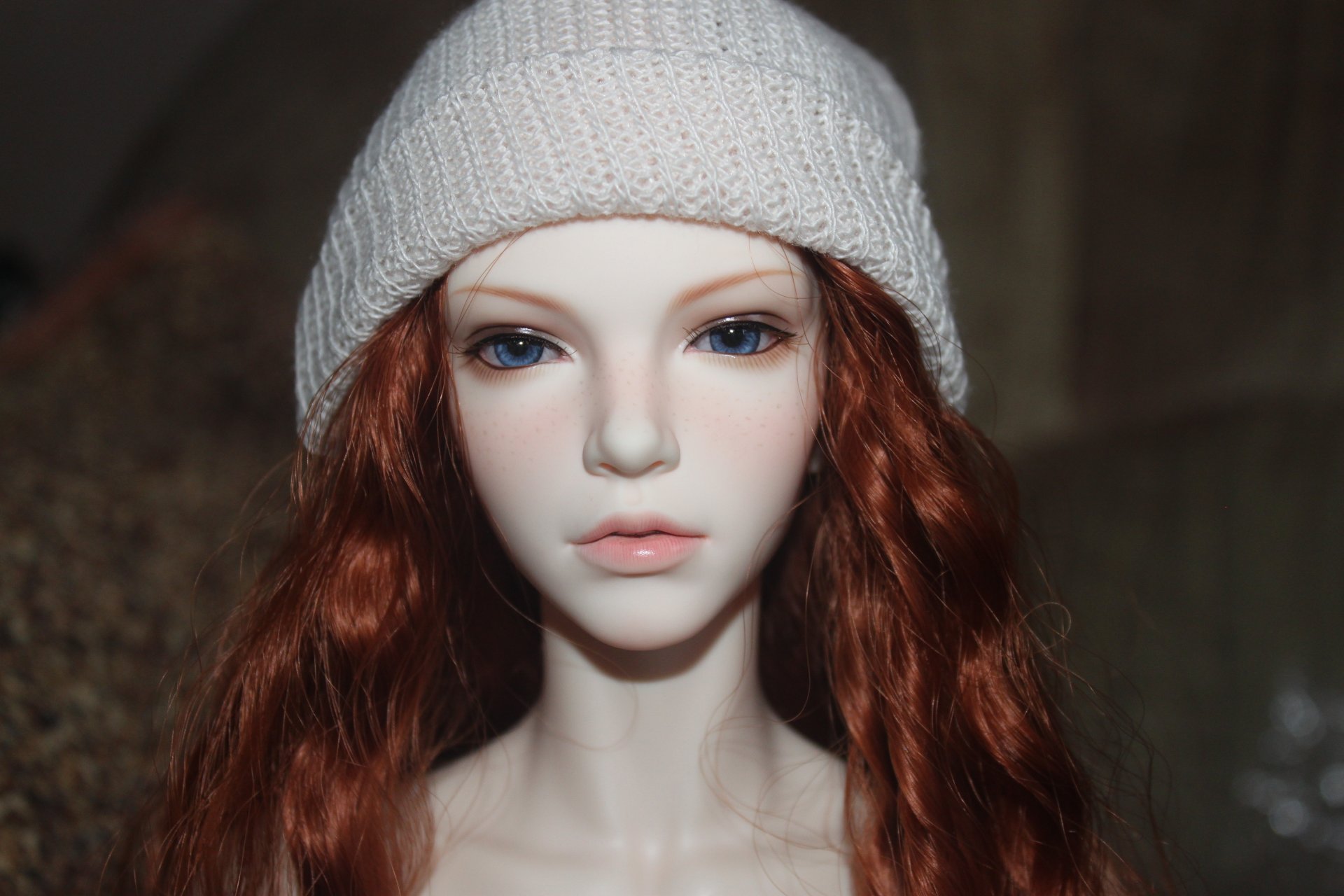 bambola bjd capelli rossi bambola articolata cappello occhi azzurri