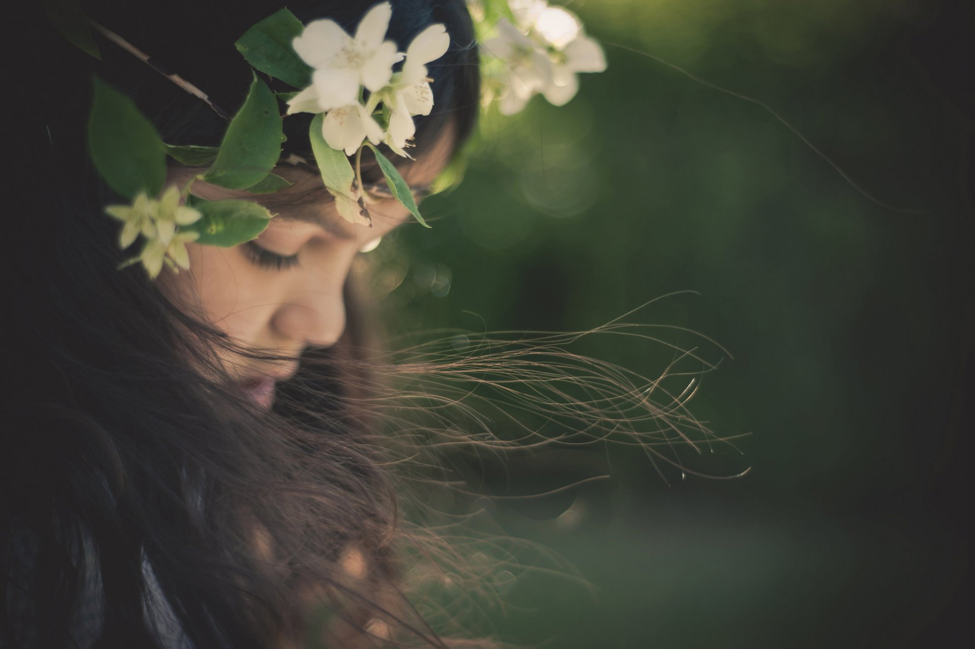 jeune fille portrait cheveux couronne