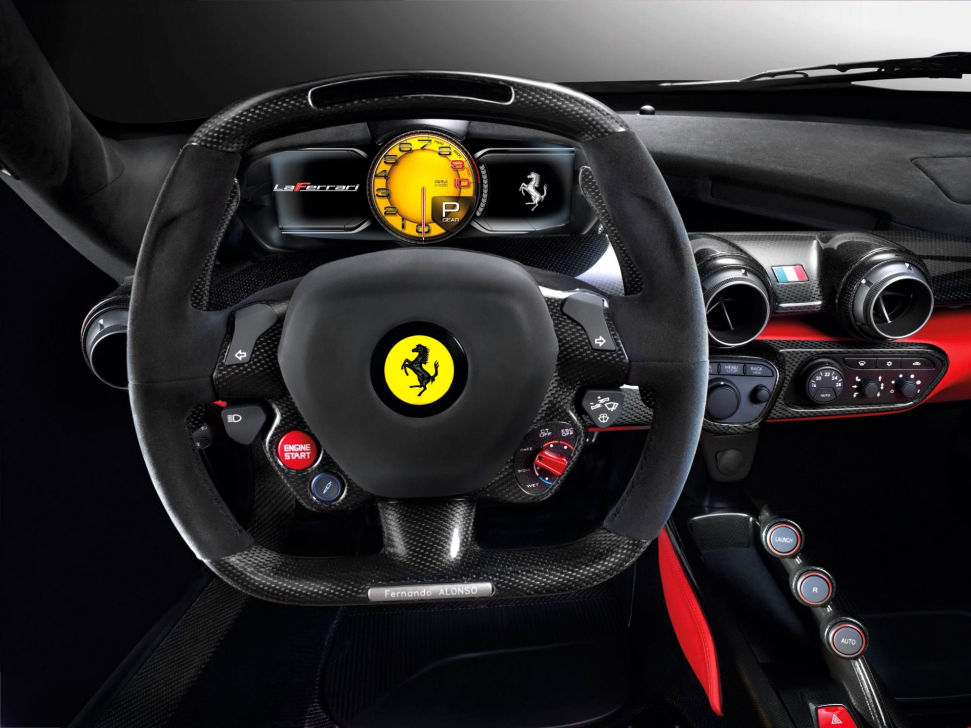 vehicles ferrari laferrari salon steering wheel panel management appliances hybrid class supercar italy company issue 2013-present . fernando alonso blur bokeh close up wallpaper