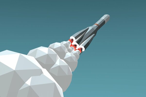 Rocket flight into space in geometry style