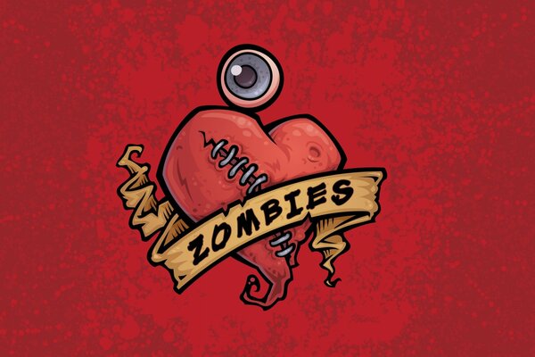 Zombie cuore occhio disegno rosso