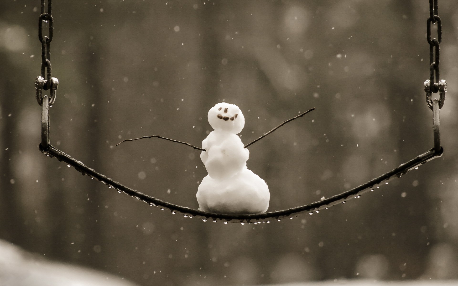 muñeco de nieve columpio invierno