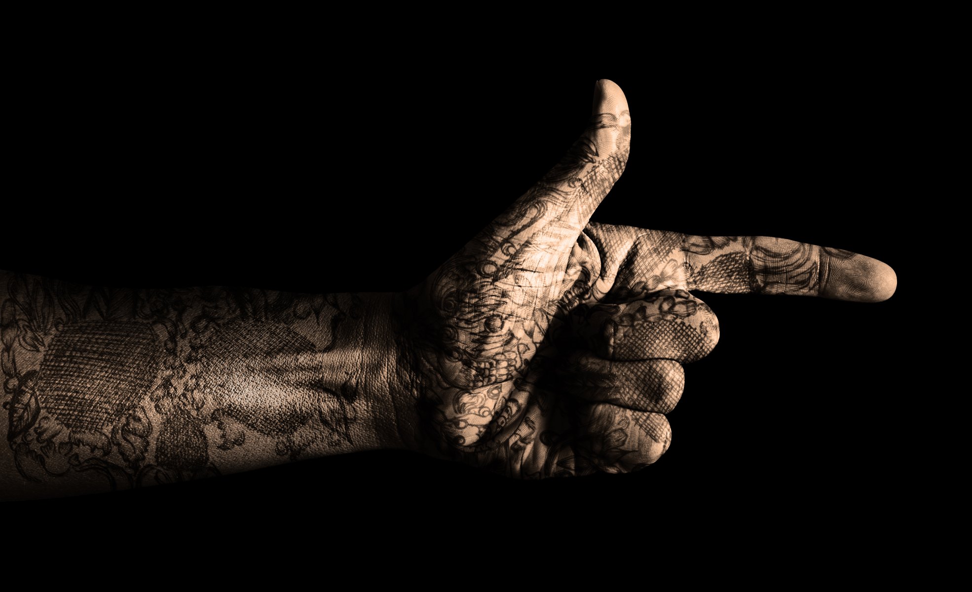 hand gesture killer killer gloom darkness darkness tattoos style