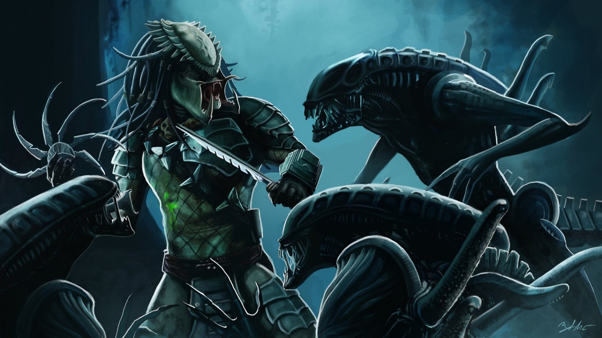 predator alien alien battle background art art