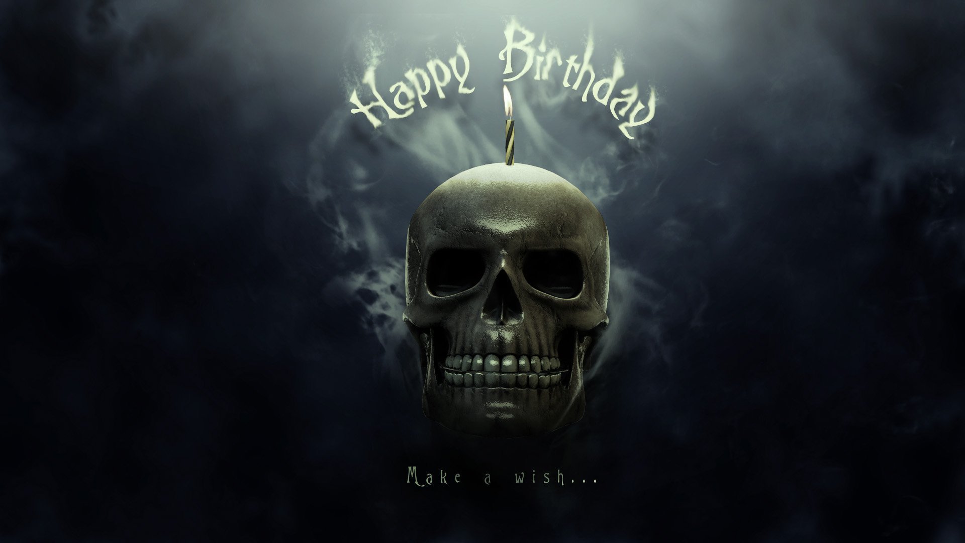 happy metal birthday skull smoke