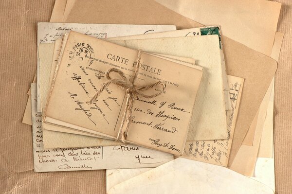 Image of a stack of old letters with a seal