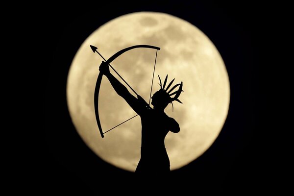 Archer on a black background with a moon