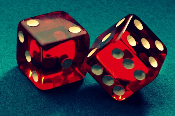 Game red cubes on the table