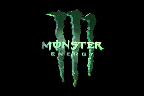 Grüner Monster Energy Bildschirmschoner auf schwarzem Hintergrund