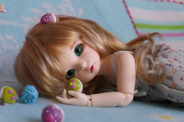 Silicone movable doll with hair