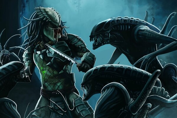 Predator versus alien. Battle