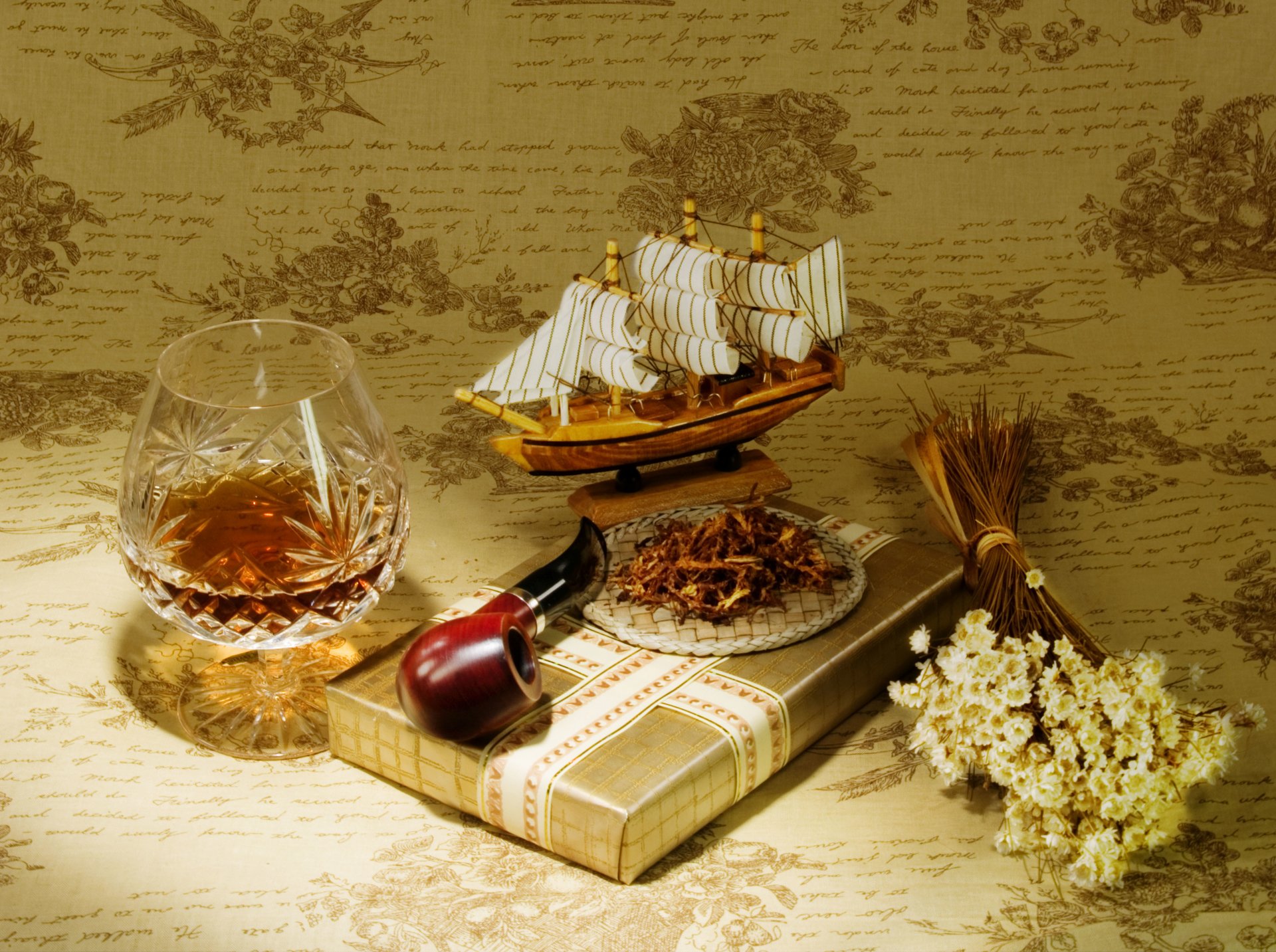 geschenk rohr tabak cognac modell schiff segelboot