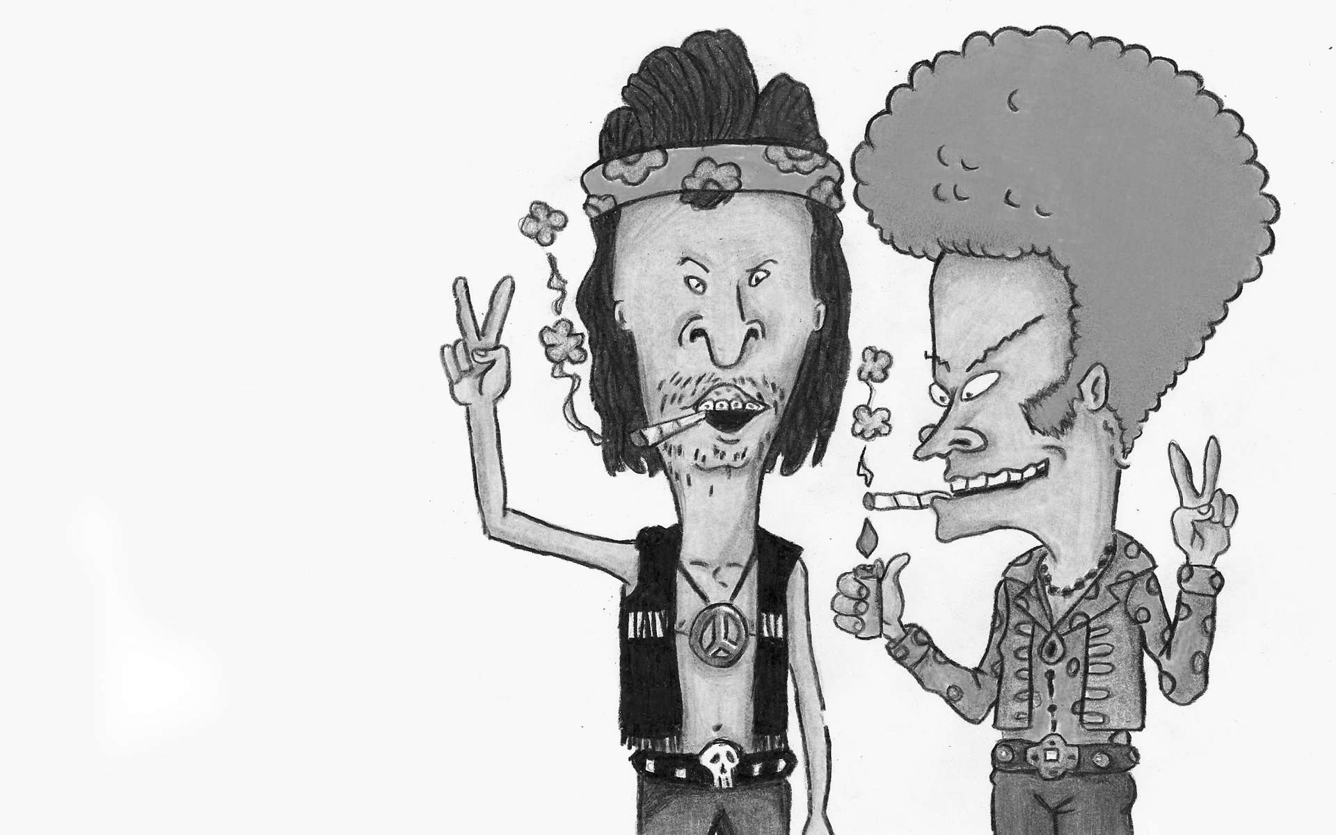 beavis and butthead jerks hippies smoking 80s style gesture peace peace dude