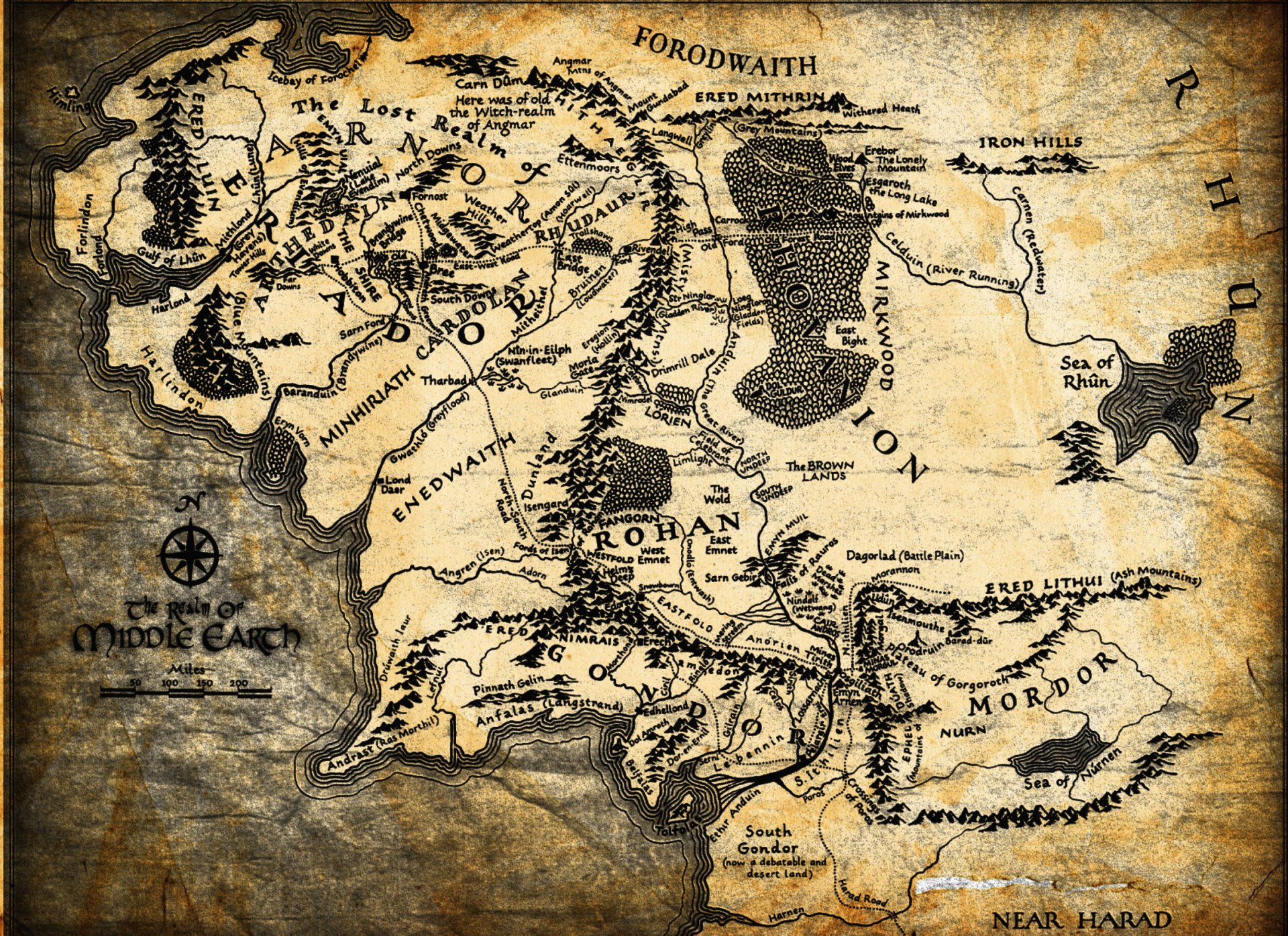 The lord of the rings map J. R. R. Tolkien middle-earth