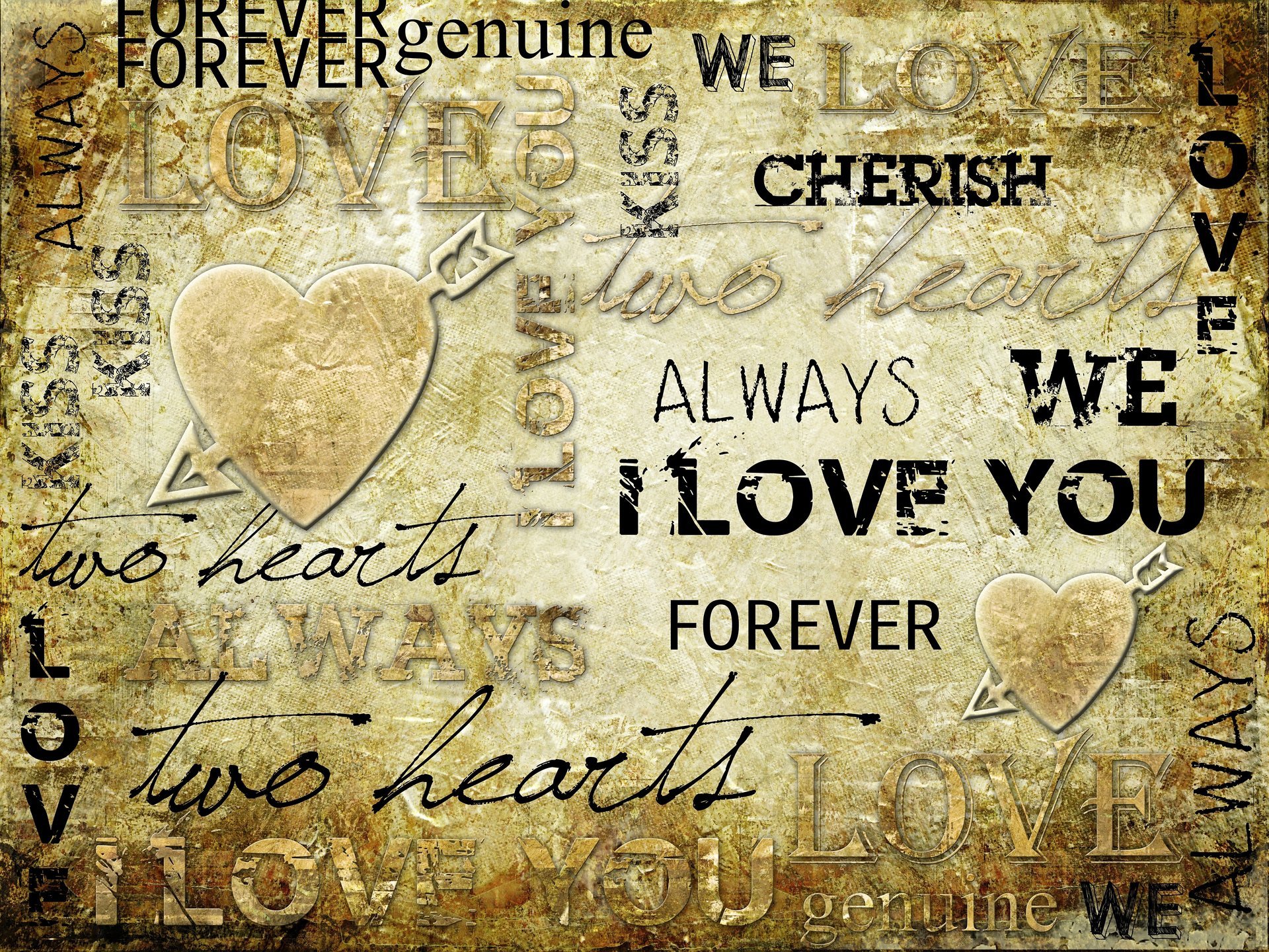 te amo corazón flecha carta fondo vintage