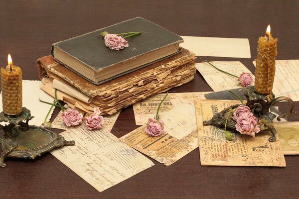 Vintage books and letters from the past