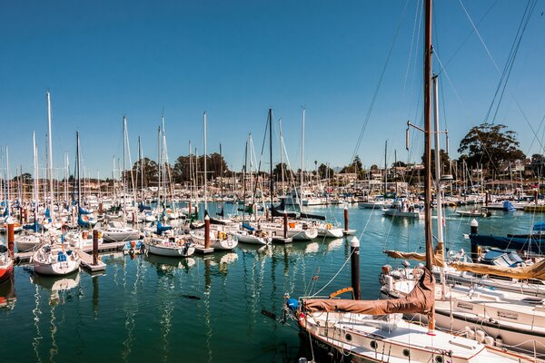 Yachts on the water without sails in the USA