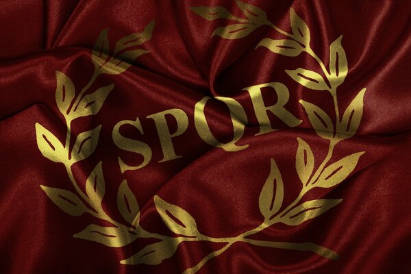 Red Roman flag with the abbreviation SPQR