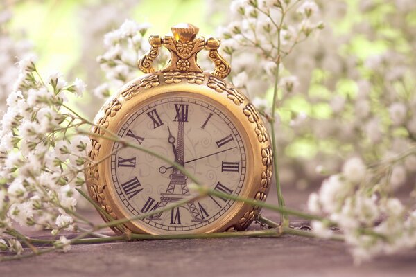 Pocket watch with Eiffel Tower on the dial