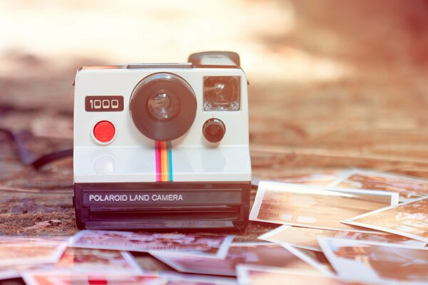 Retro Polaroid photo with photos