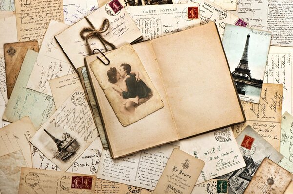 Cartes postales Vintage et lettres dans un style Vintage