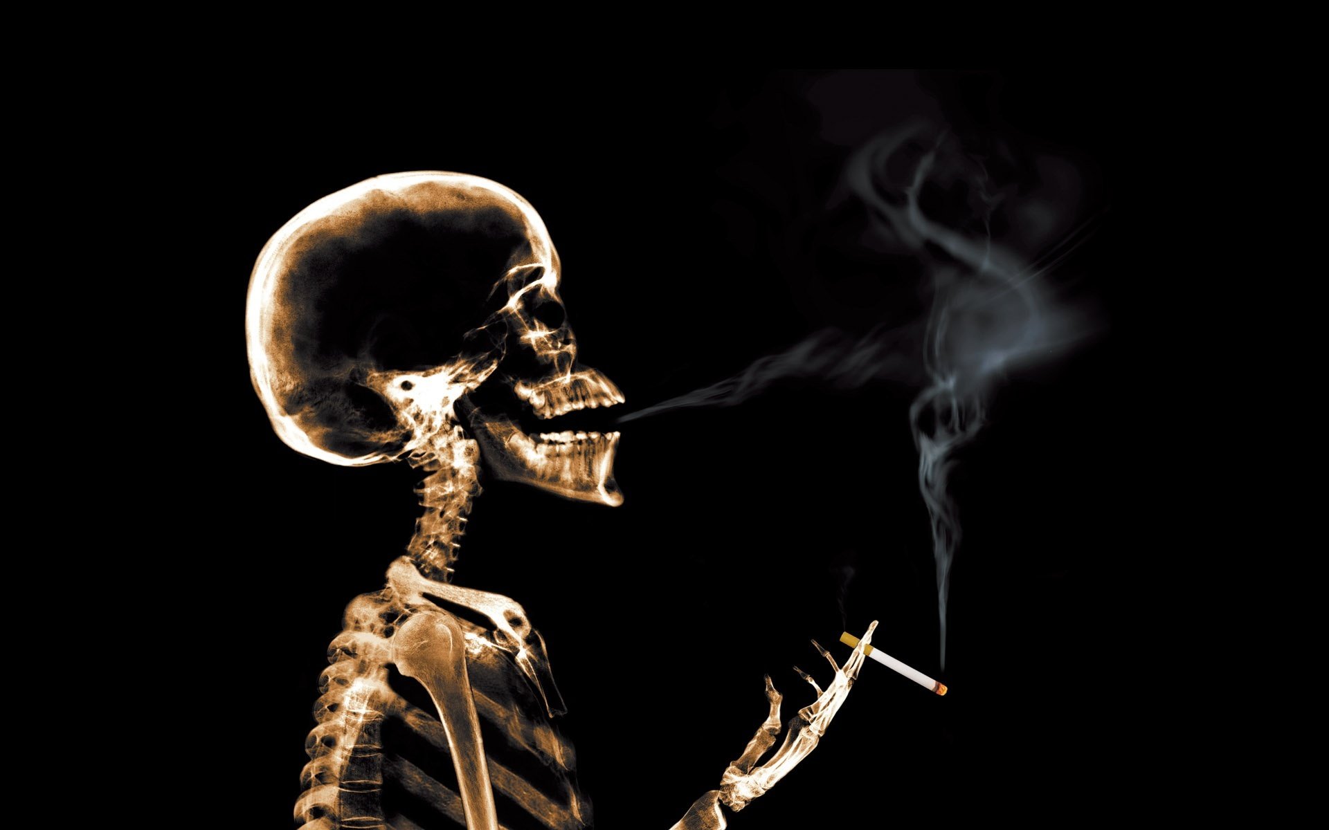 keleton x-rays smoke cigarette