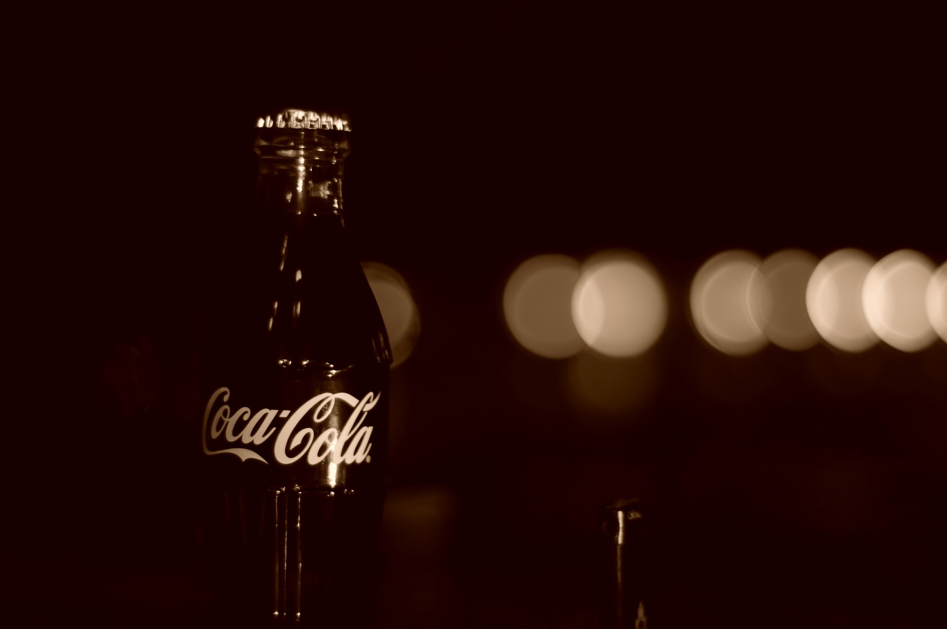 coca-cola a bottle glass sepia