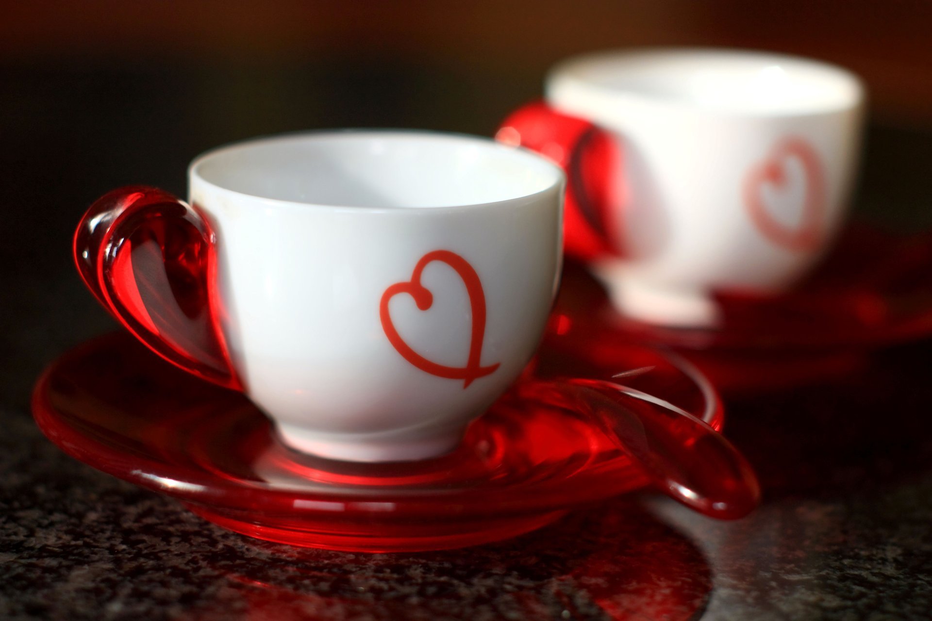 white cups red heart spoon white cup red heart