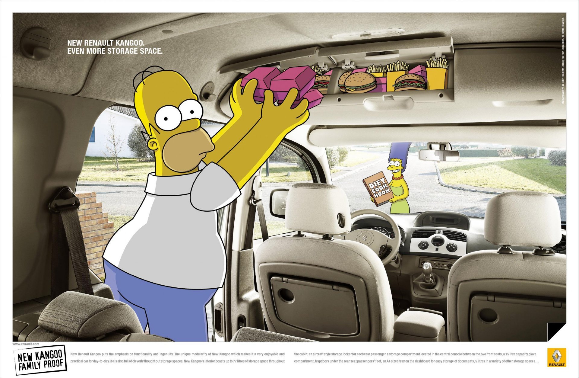 simpsons werbung auto renault fast food homer marge