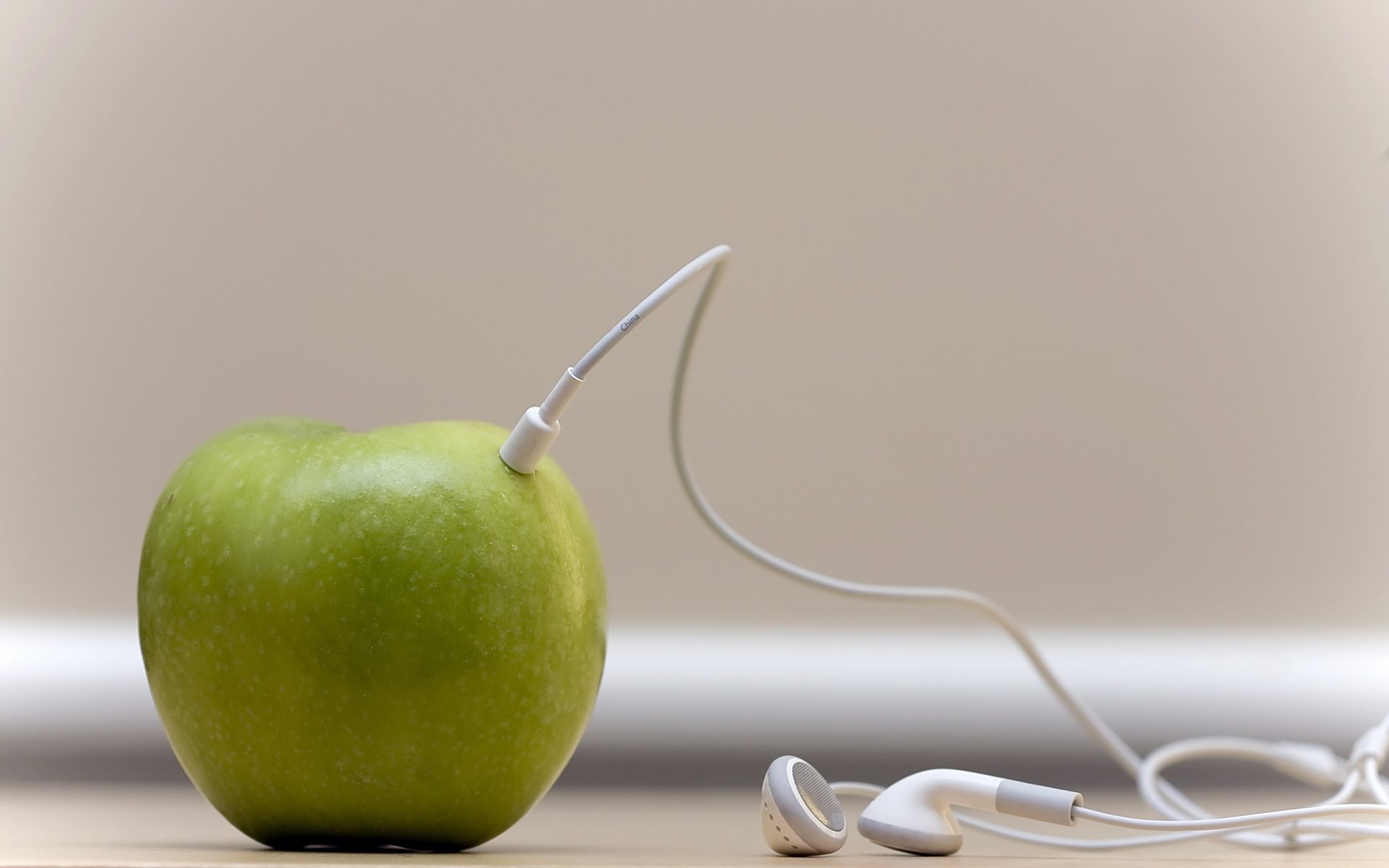 apple headphones close up