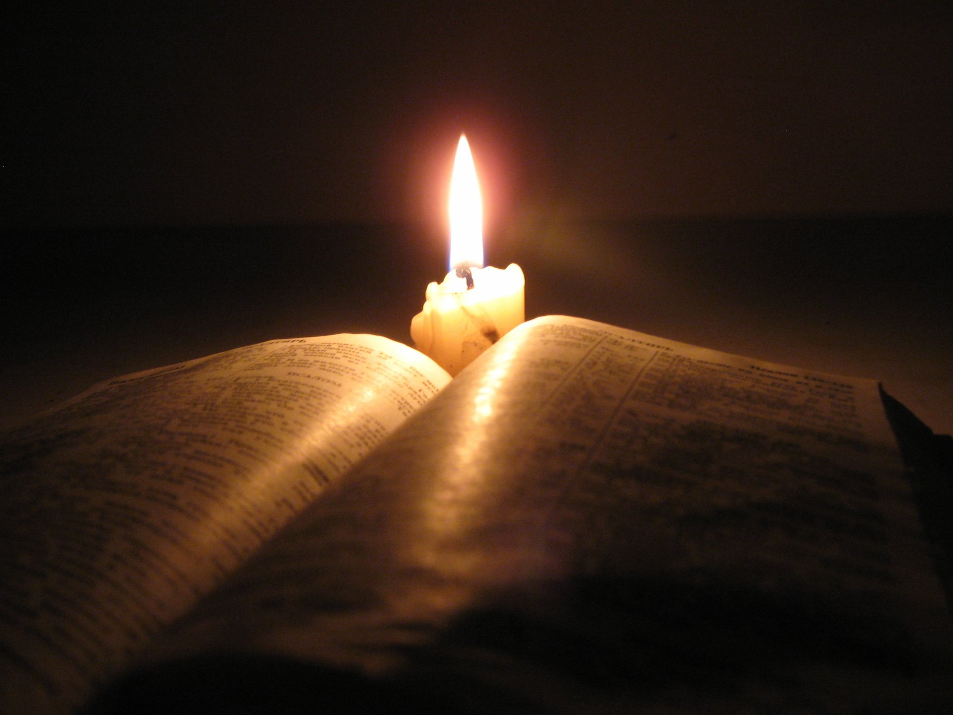 bible book candle dark