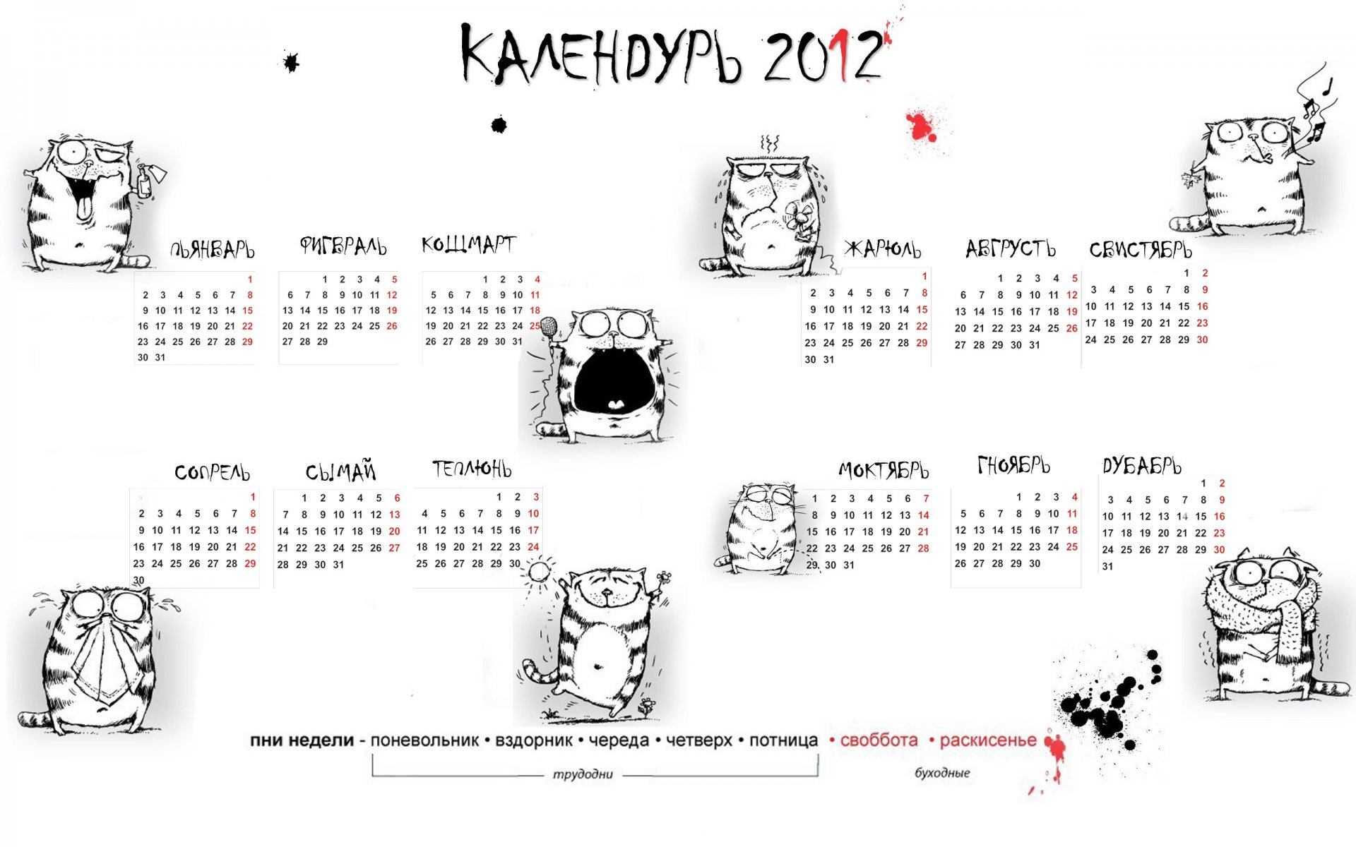 kalender kalender 2012 katzen neujahr