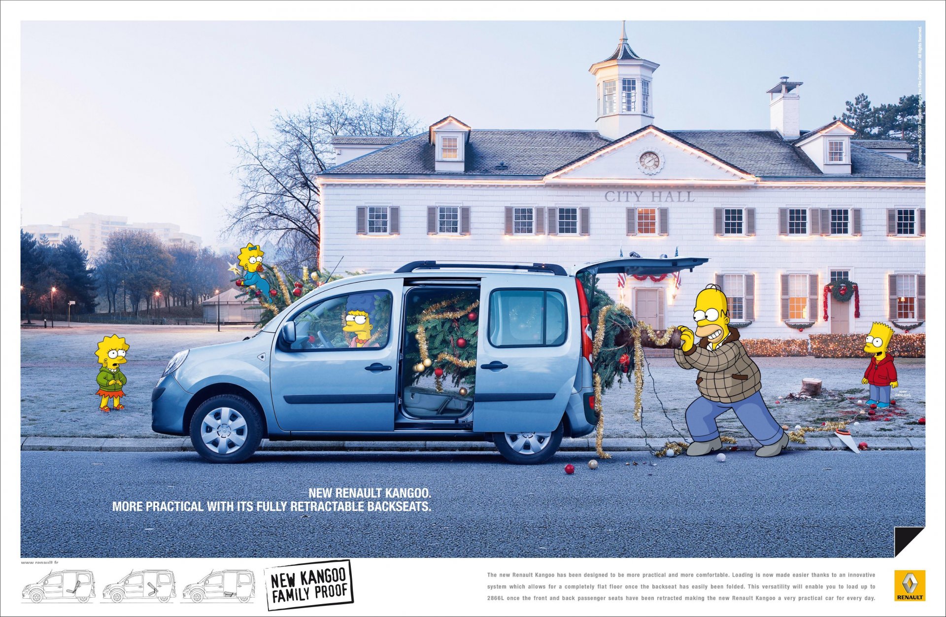 publicidad auto renault los simpsons homero marge lisa maggie bart