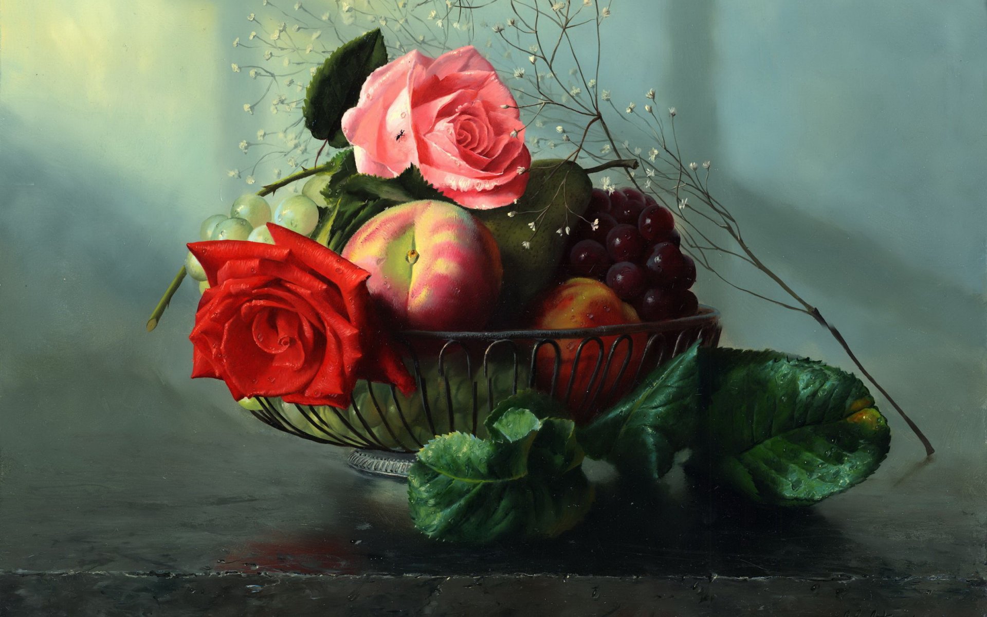 pattern roses fruits aleksey antonov