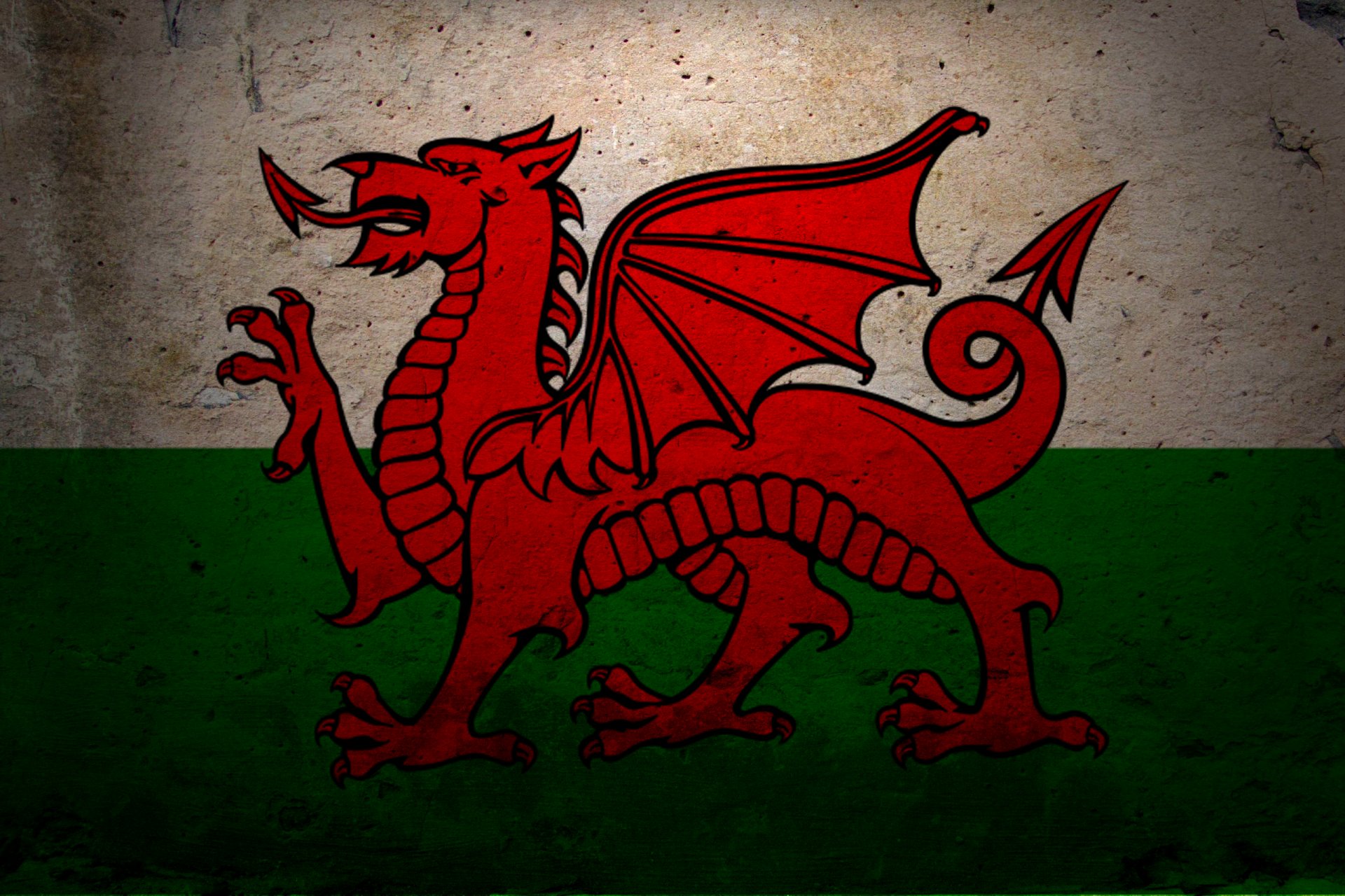 flagge wales wappen drache