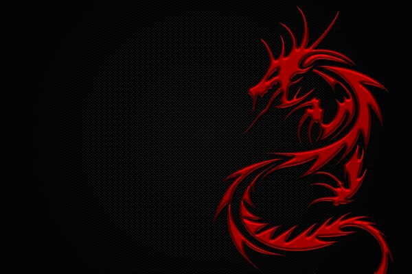 Dragon rouge sur fond noir