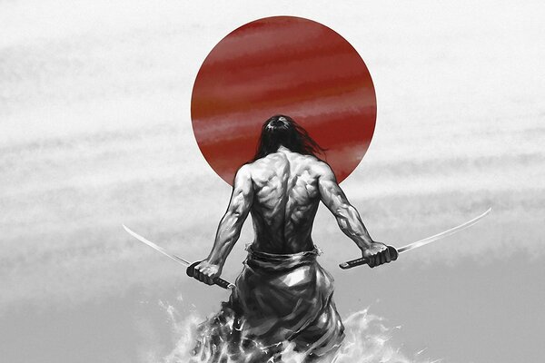 Kunstbild eines mutigen Samurai Japan